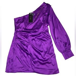 DO+BE NWT one shoulder satin purple mini cocktail dress - size Large.